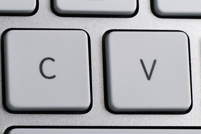 An upclose image of a two keyboard keys, "c" and "v." Click on the image to open a .pdf version of my curriculum vitae. 